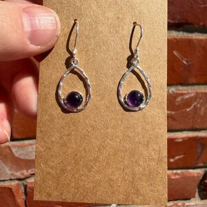 Sterling Silver Drop Earrings with Amethyst Gemstone